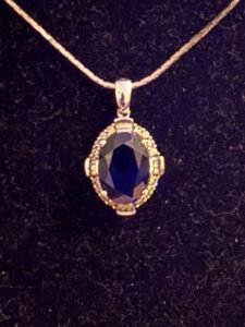1960s Saphire and Diamond Silver Pendant